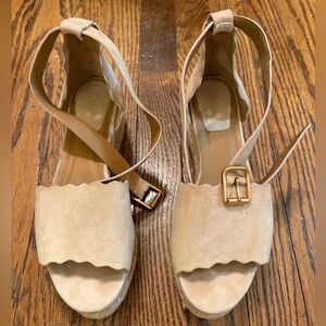 Chloe Scalloped Sandals 8 Suede Nude